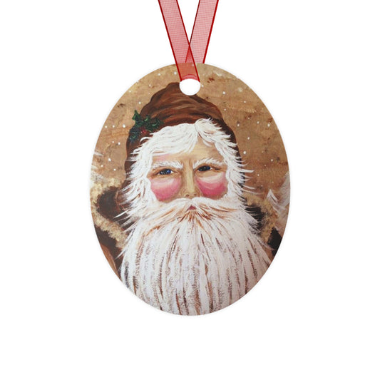VINTAGE SANTA WITH WHITE PINE (Christmas Ornament)