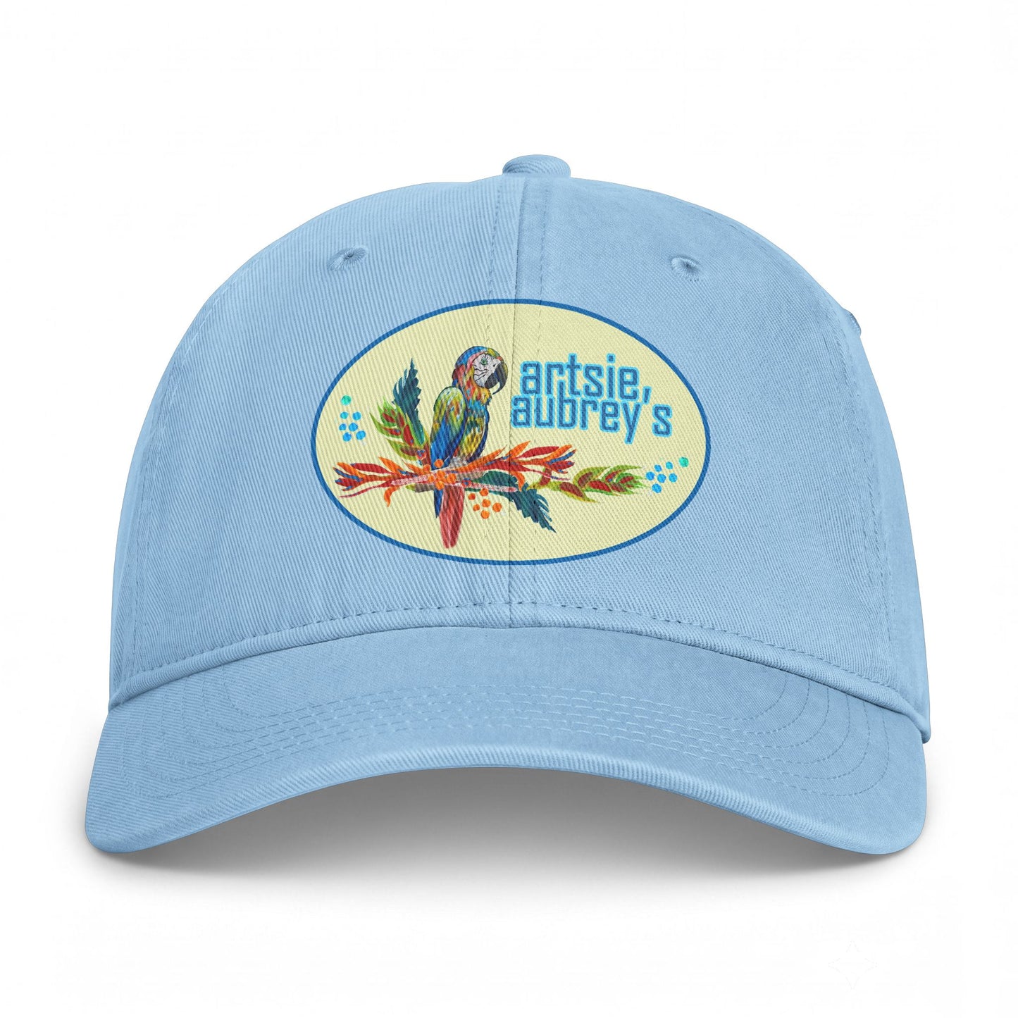 Tropical Parrot Embroidered Cap — 'Artsie Aubrey's' Coastal Washed Hat