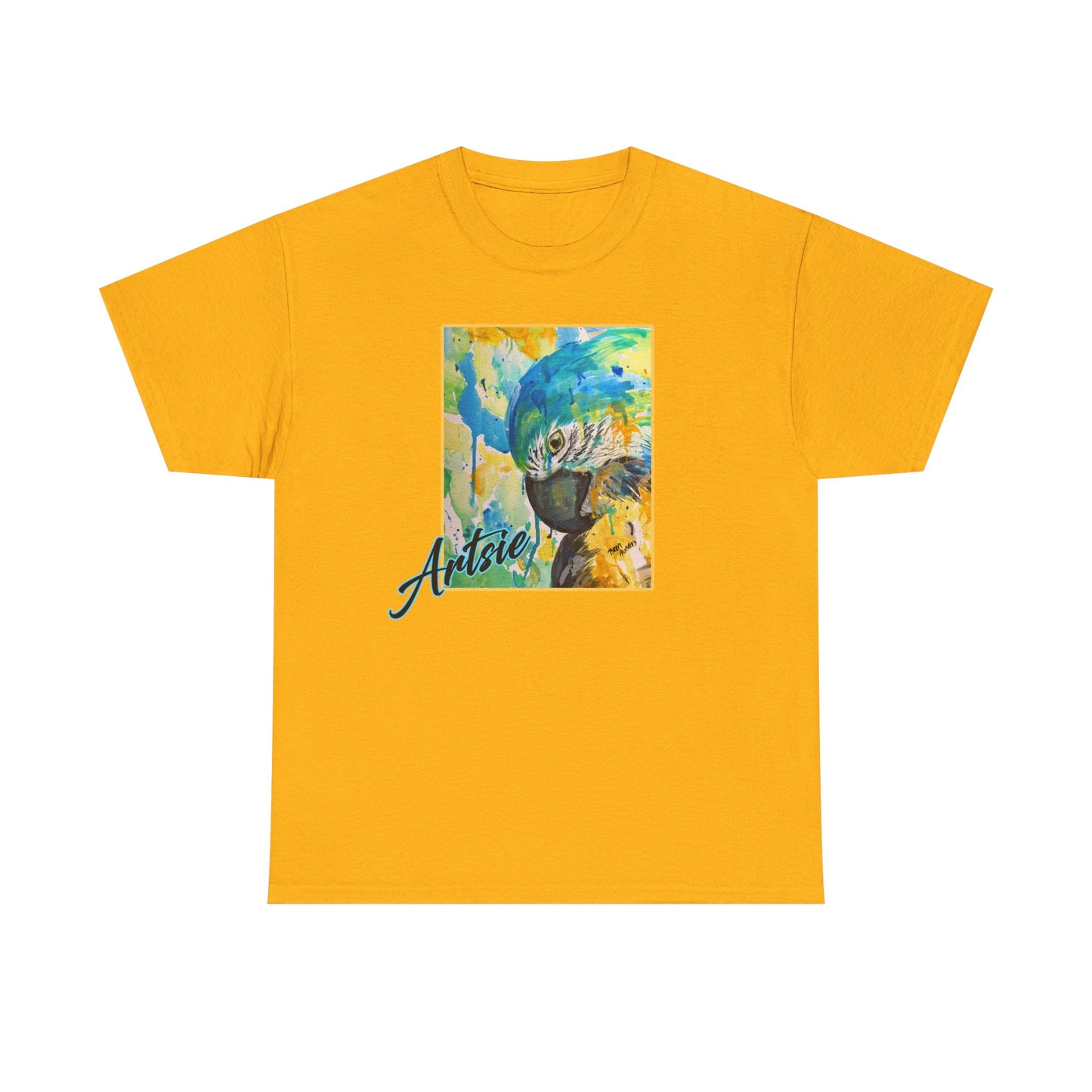 Artsie Splash of Color Parrot  Unisex Heavy Cotton Tee