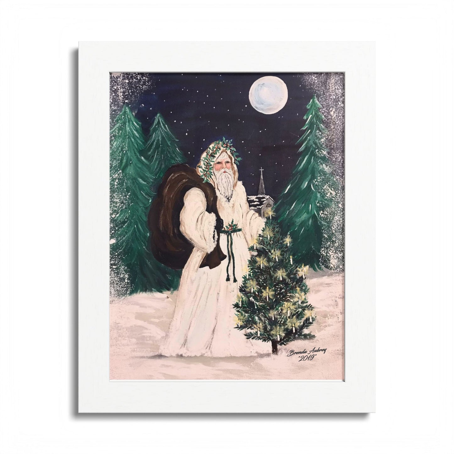 2019 MOONLIGHT SANTA (Framed Print)