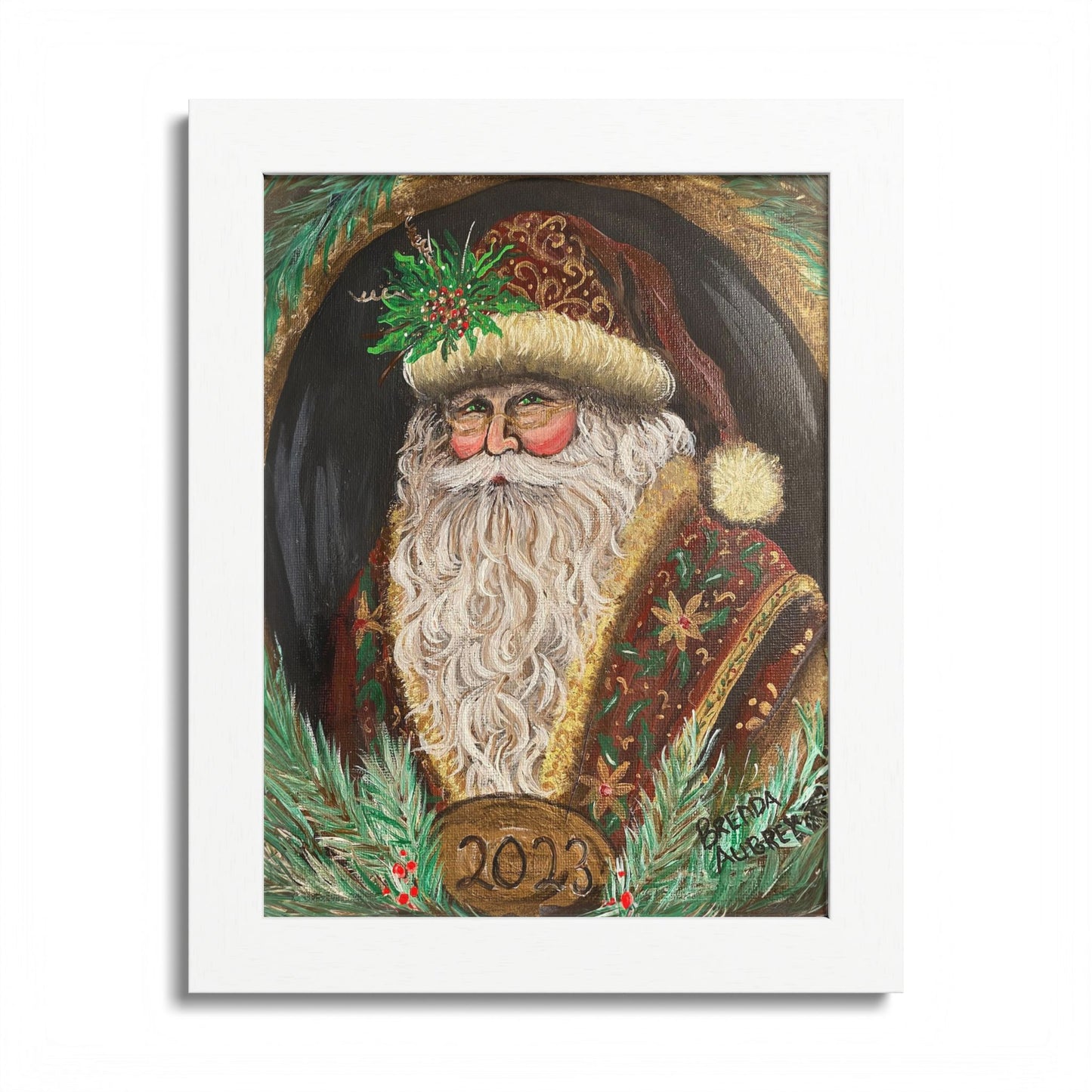 2023 VINTAGE BROWN SANTA (Framed Print)