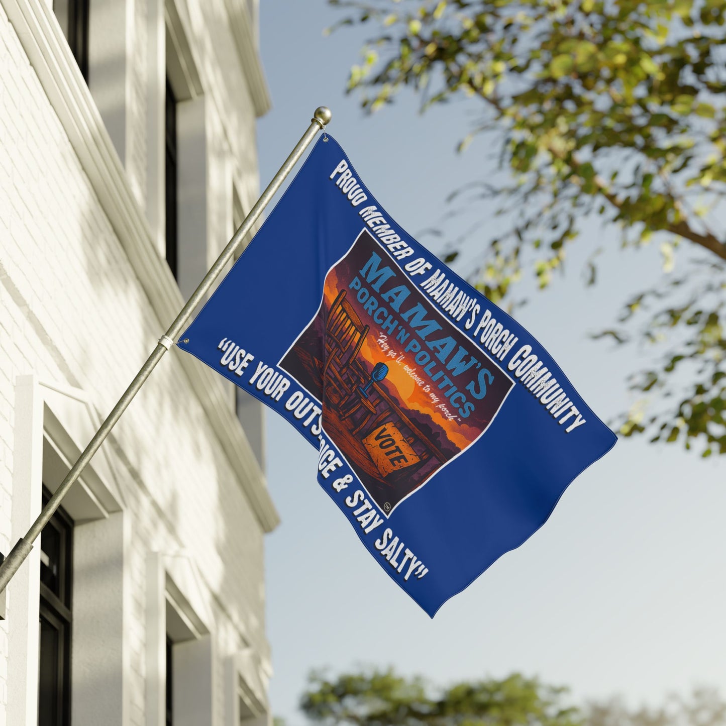 Mamaw's Porch & Politics Double-Sided Flag | Home Decor for Porch, Yard Sign, Voting Enthusiast Gift, Outdoor Flag, Political Statement