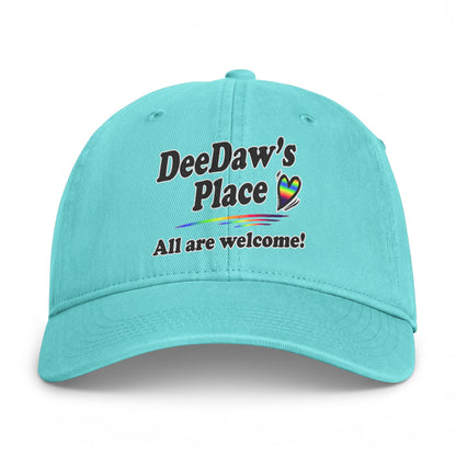"DeeDaw's Place: All are welcome!" Rainbow Heart Hat