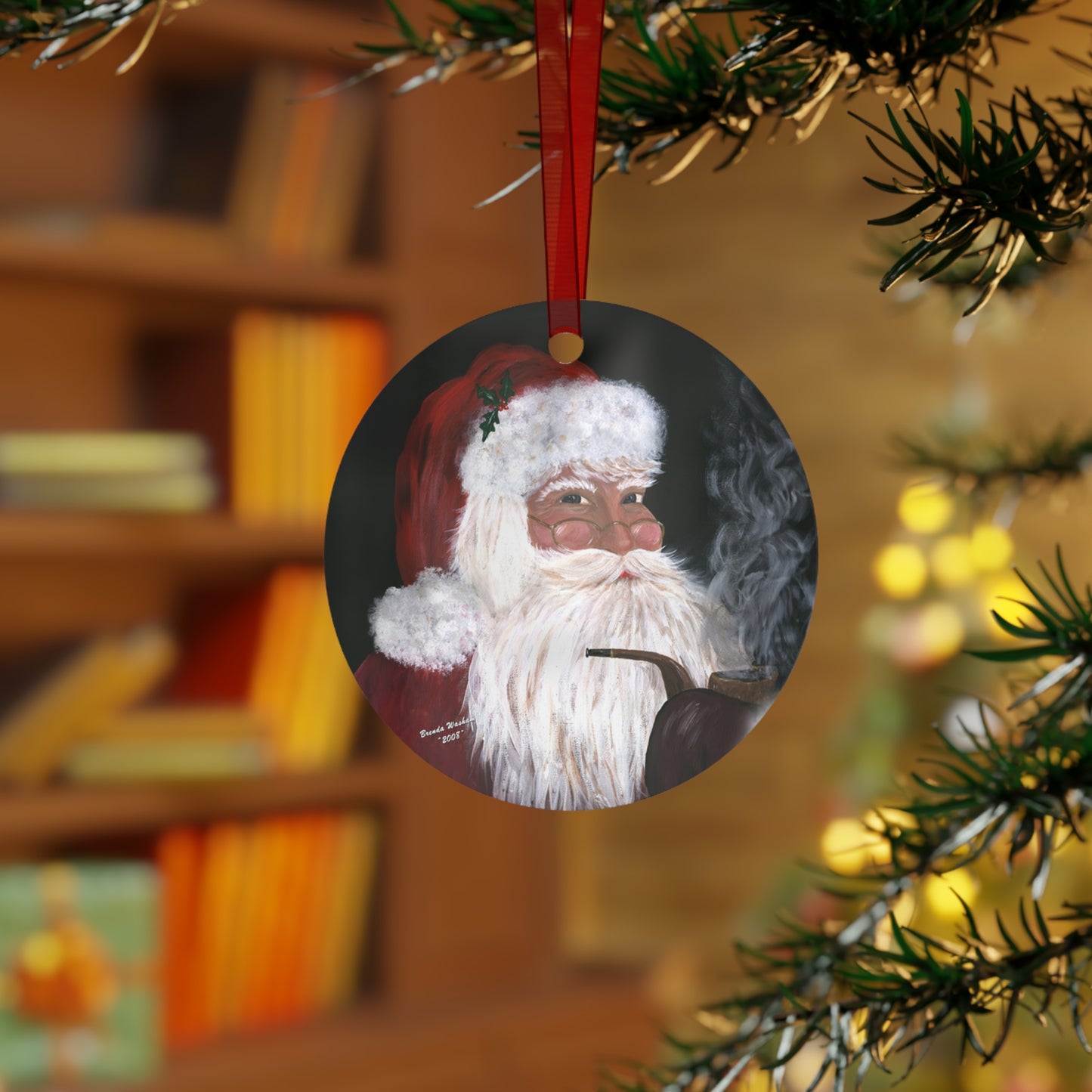 Artsie Aubrey's Santa Series Ornament Smokin' Santa 2008