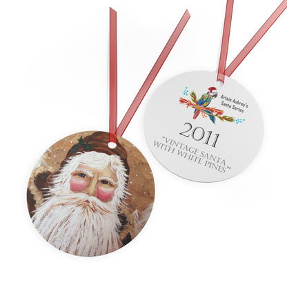 VINTAGE SANTA WITH WHITE PINE (Christmas Ornament)