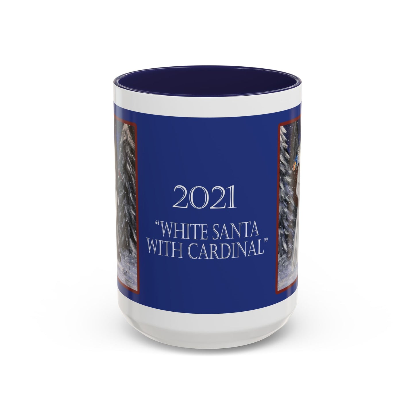 2021 WHITE SANTA WITH CARDINAL (Ceramic Mug)