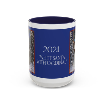 2021 WHITE SANTA WITH CARDINAL (Ceramic Mug)