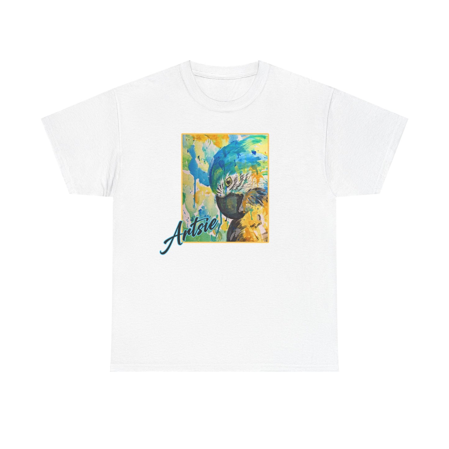 Artsie Color Splash Parrot  Unisex Heavy Cotton Tee