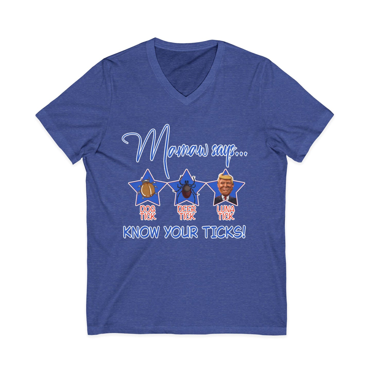 Know Your Ticks V-Neck Tee — Funny Tick Identification Shirt