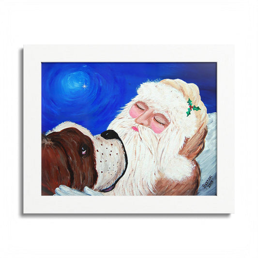 2013 KEEPING AN EYE ON SLEEPING SANTA (Framed Print)