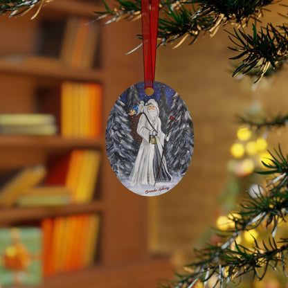 WHITE SANTA WITH CARDINAL (Christmas Ornament)