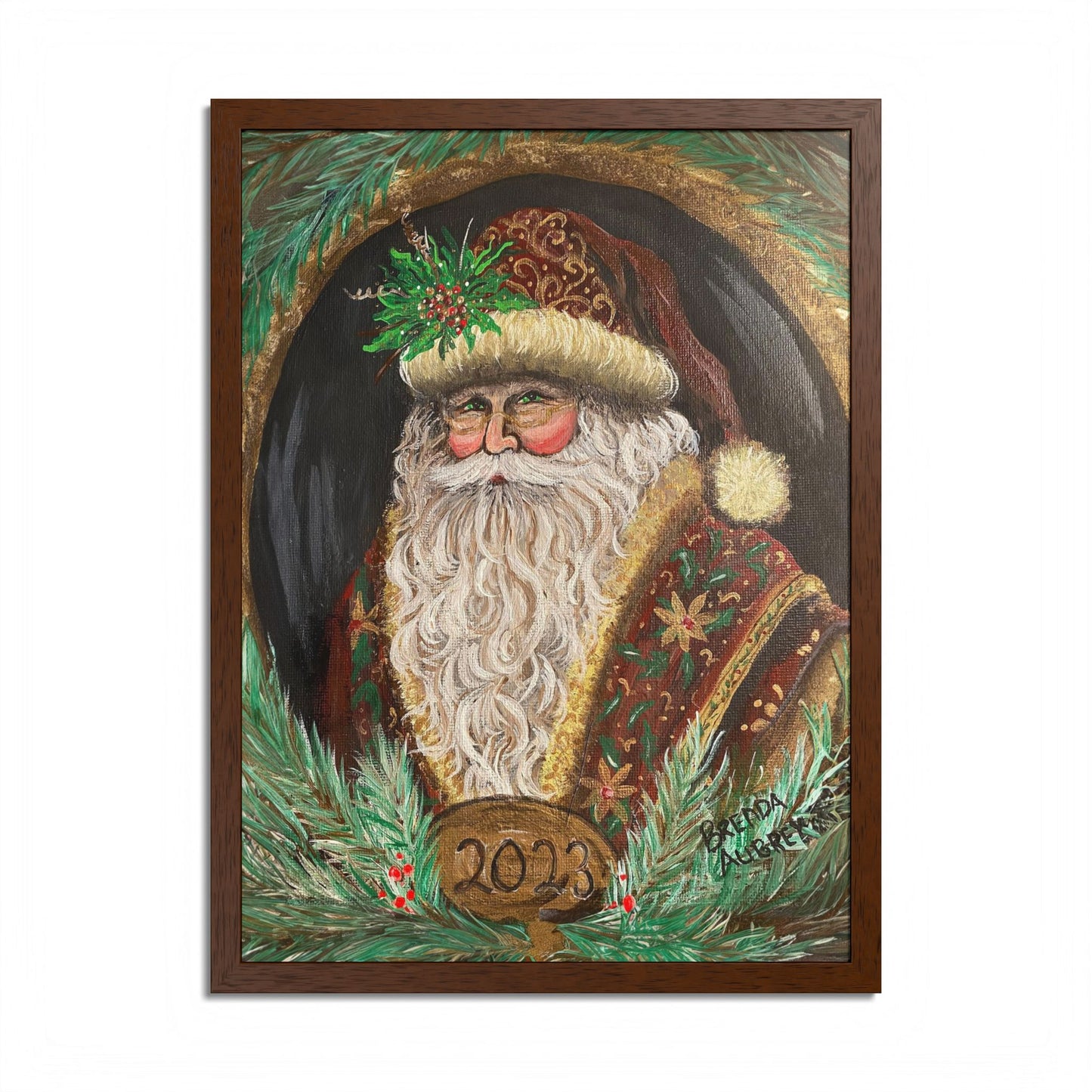 2023 VINTAGE BROWN SANTA (Framed Print)