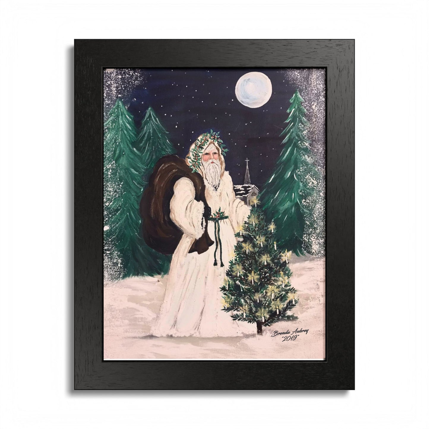 2019 MOONLIGHT SANTA (Framed Print)