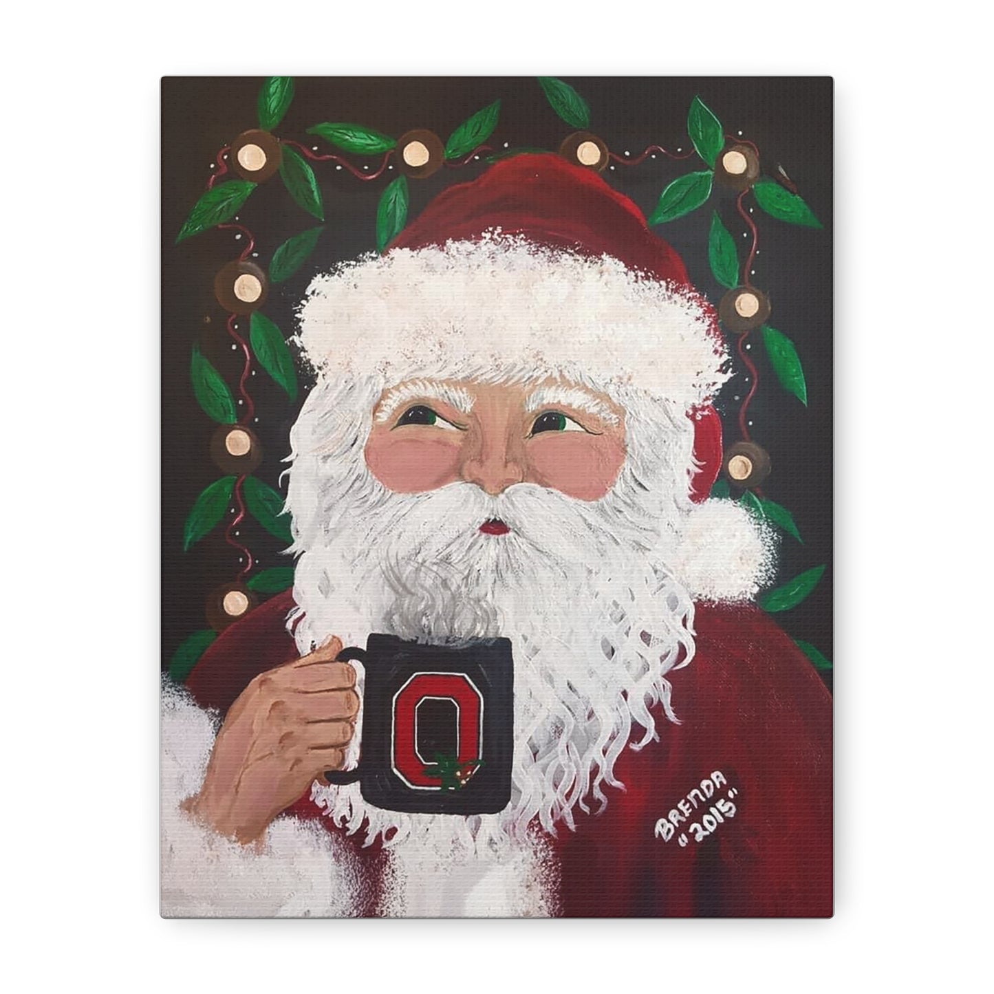 2015 SANTA WITH OSU MUG (Canvas Print)