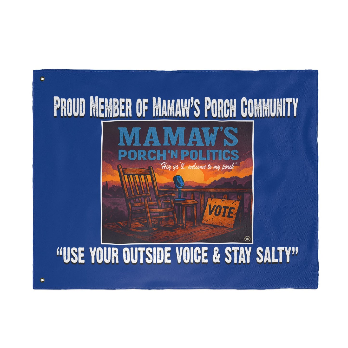 Mamaw's Porch & Politics Double-Sided Flag | Home Decor for Porch, Yard Sign, Voting Enthusiast Gift, Outdoor Flag, Political Statement