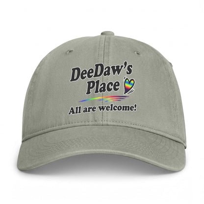 "DeeDaw's Place: All are welcome!" Rainbow Heart Hat