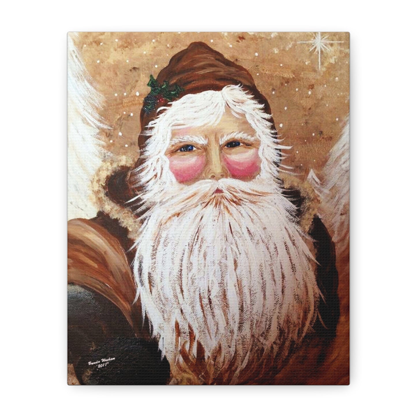 2011 VINTAGE SANTA WITH WHITE PINES (Canvas Print)