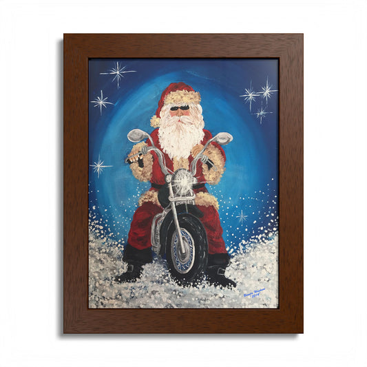 2014 BIKER SANTA (Framed Print)