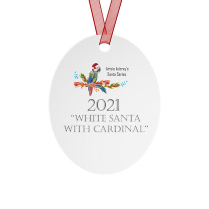 WHITE SANTA WITH CARDINAL (Christmas Ornament)