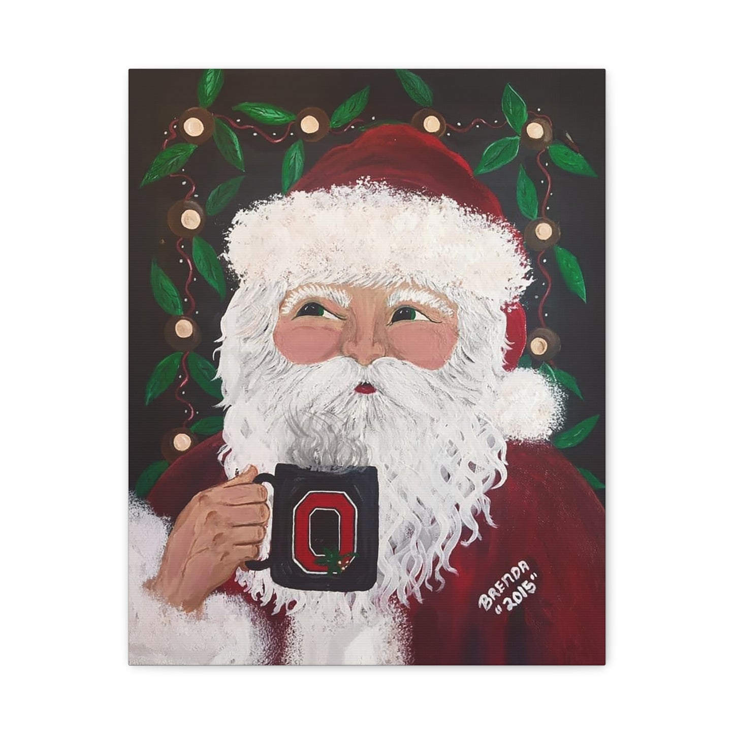 2015 SANTA WITH OSU MUG (Canvas Print)