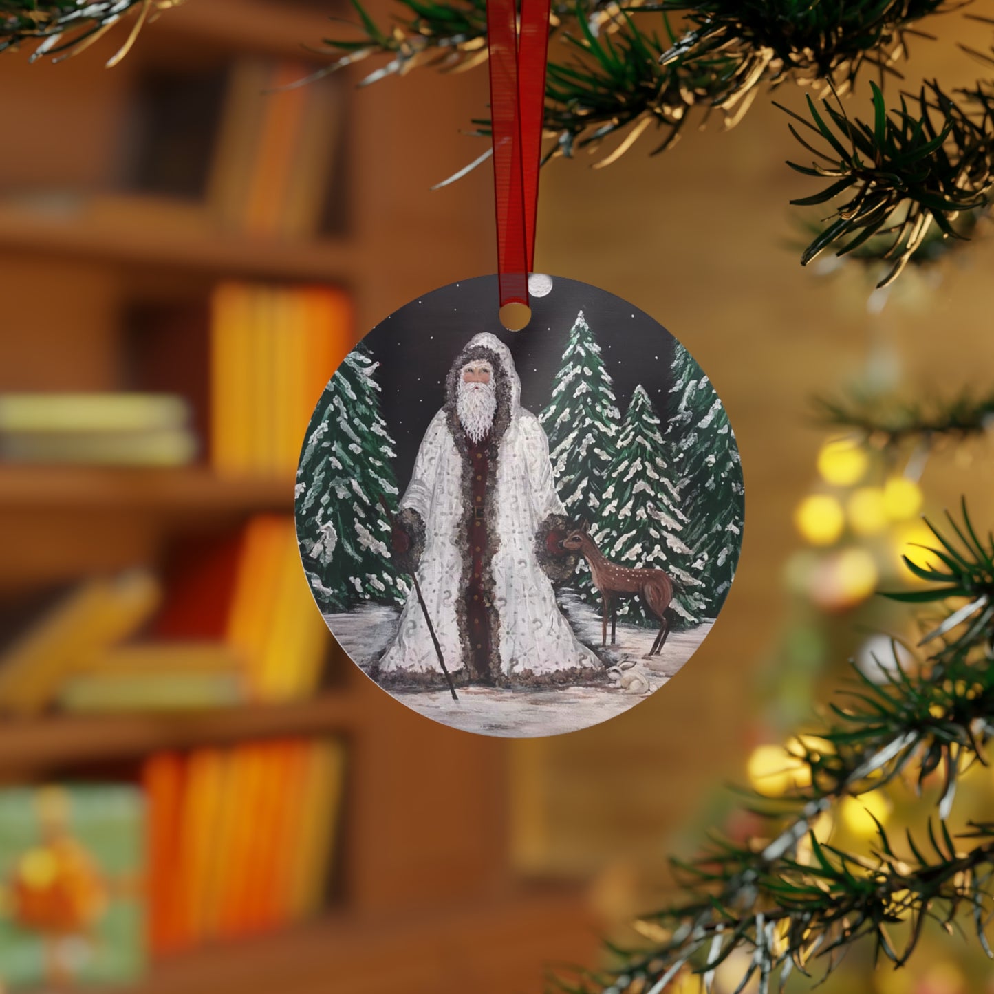 2016 SANTA WITH FAWN (Christmas Ornament)