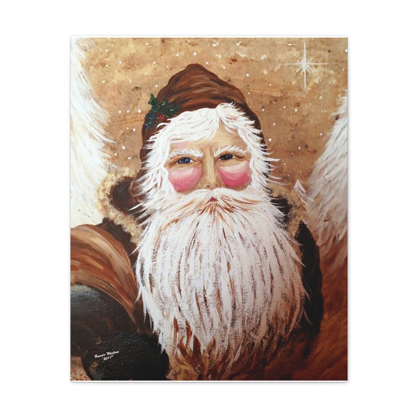 Artsie Aubrey's 2011 Vintage Brown Santa Print on Canvas