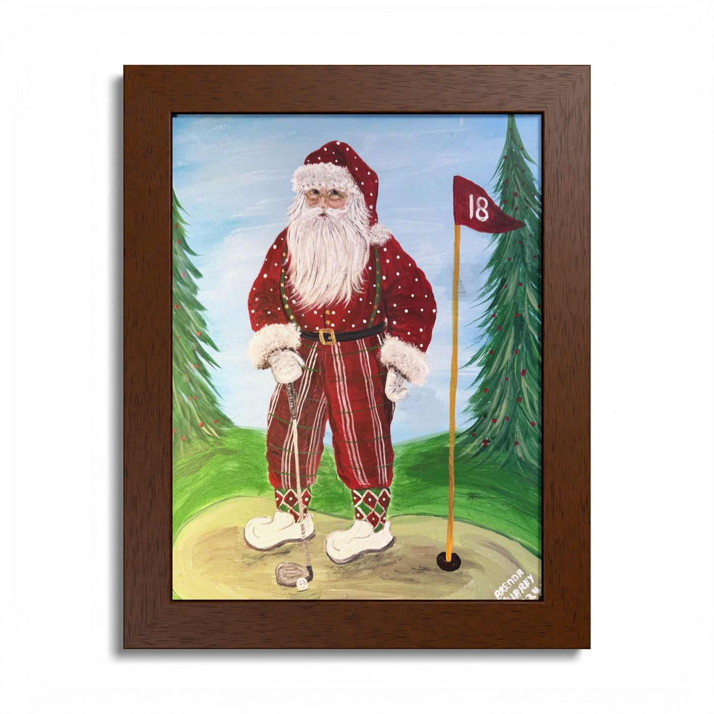 2024 GOLFING SANTA (Framed Print)