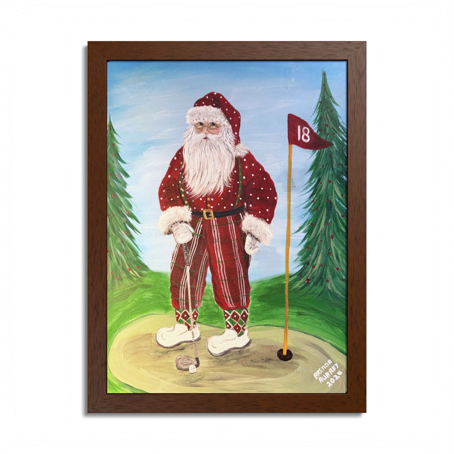 2024 GOLFING SANTA (Framed Print)
