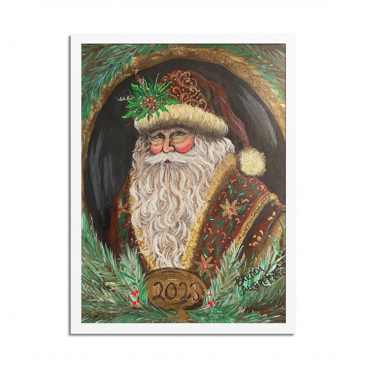 2023 VINTAGE BROWN SANTA (Framed Print)