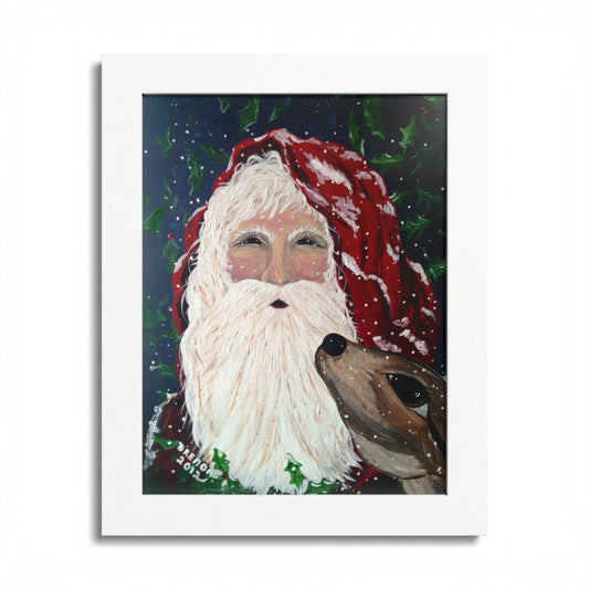 2012 SANTA WITH DEER (Framed Print)