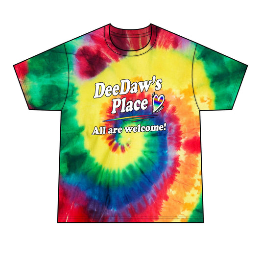"DeeDaw's Place" All Are Welcome Spiral Rainbow Shirt