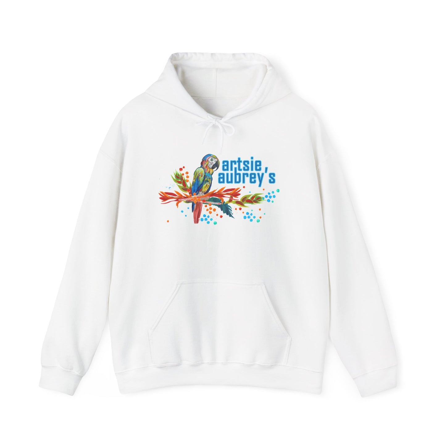 Artsie Aubrey's Colorful Parrot Hoodie – Tropical Bird Art Pullover
