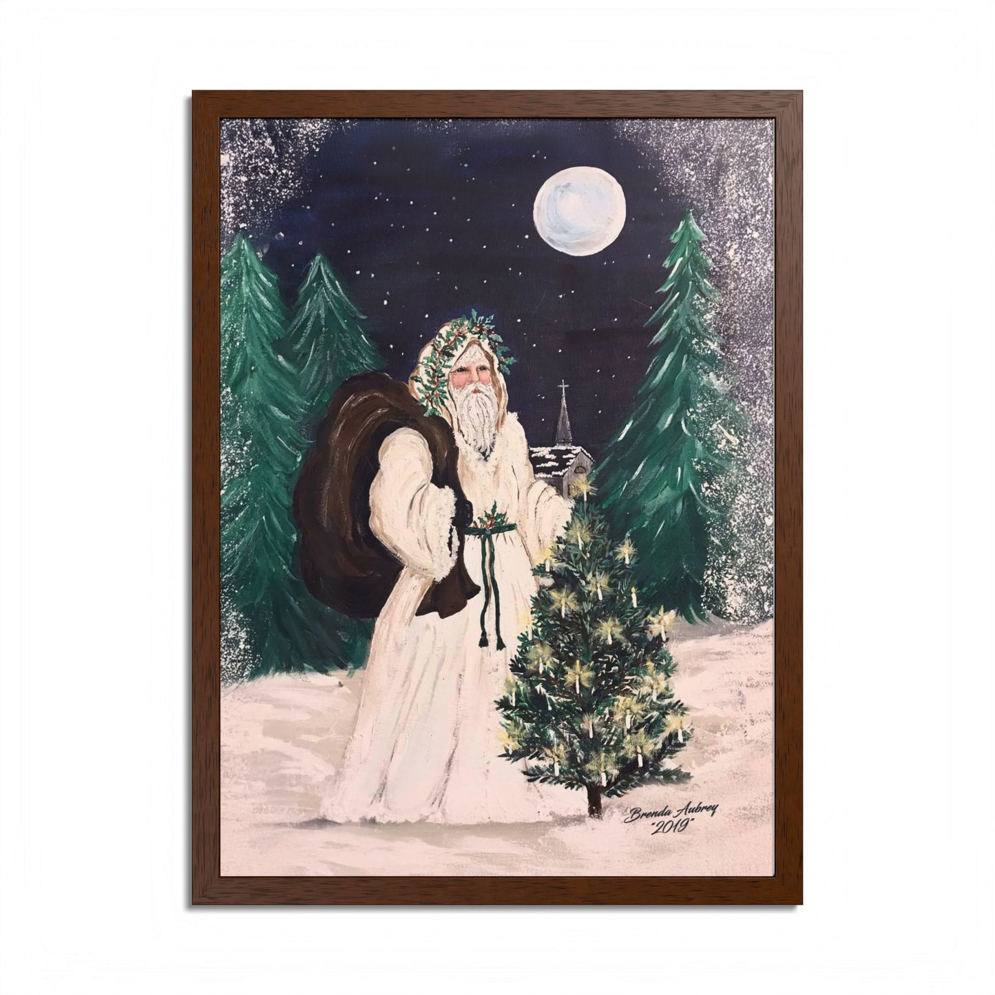 2019 MOONLIGHT SANTA (Framed Print)