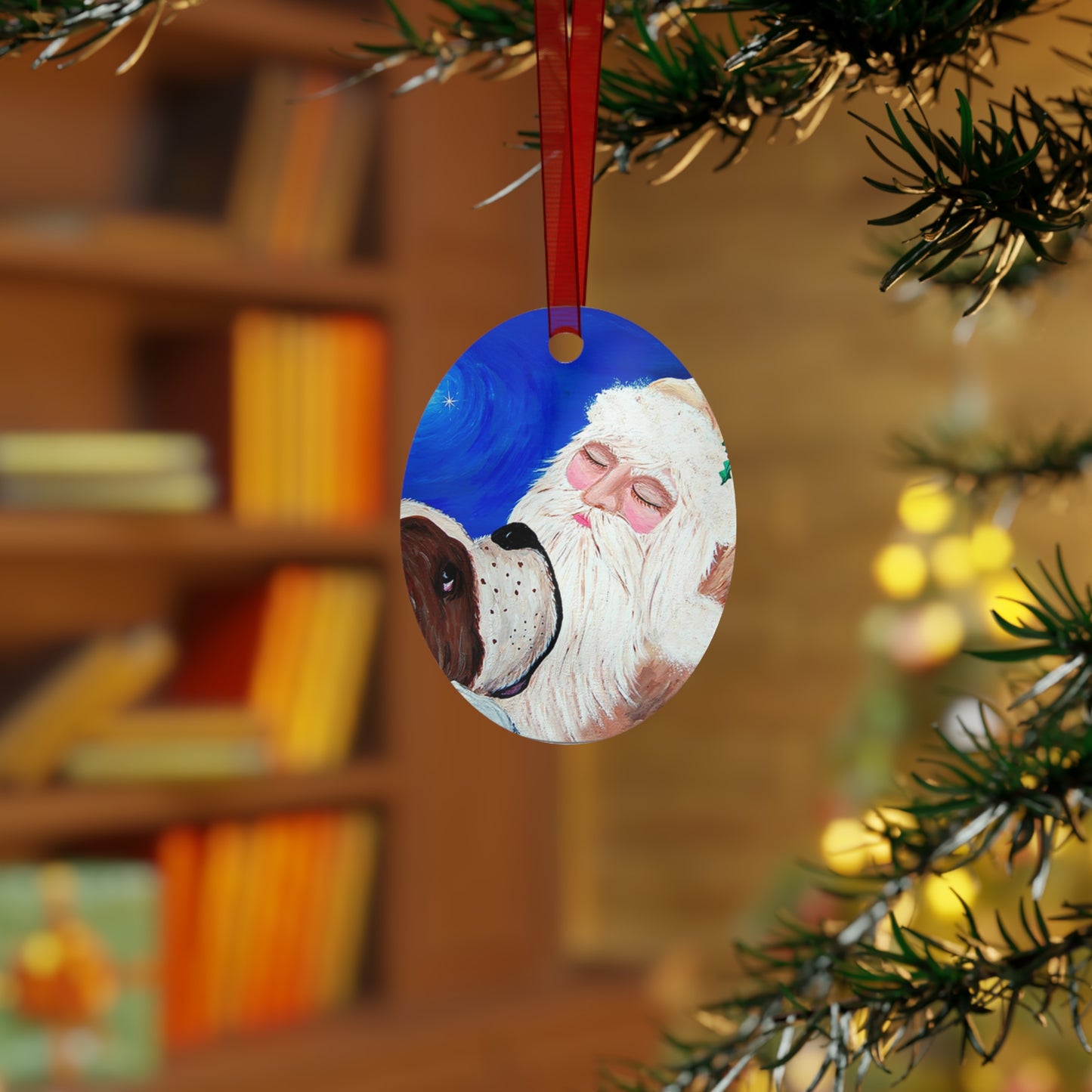 2013 KEEPING AN EYE ON SLEEPING SANTA (Christmas Ornament)
