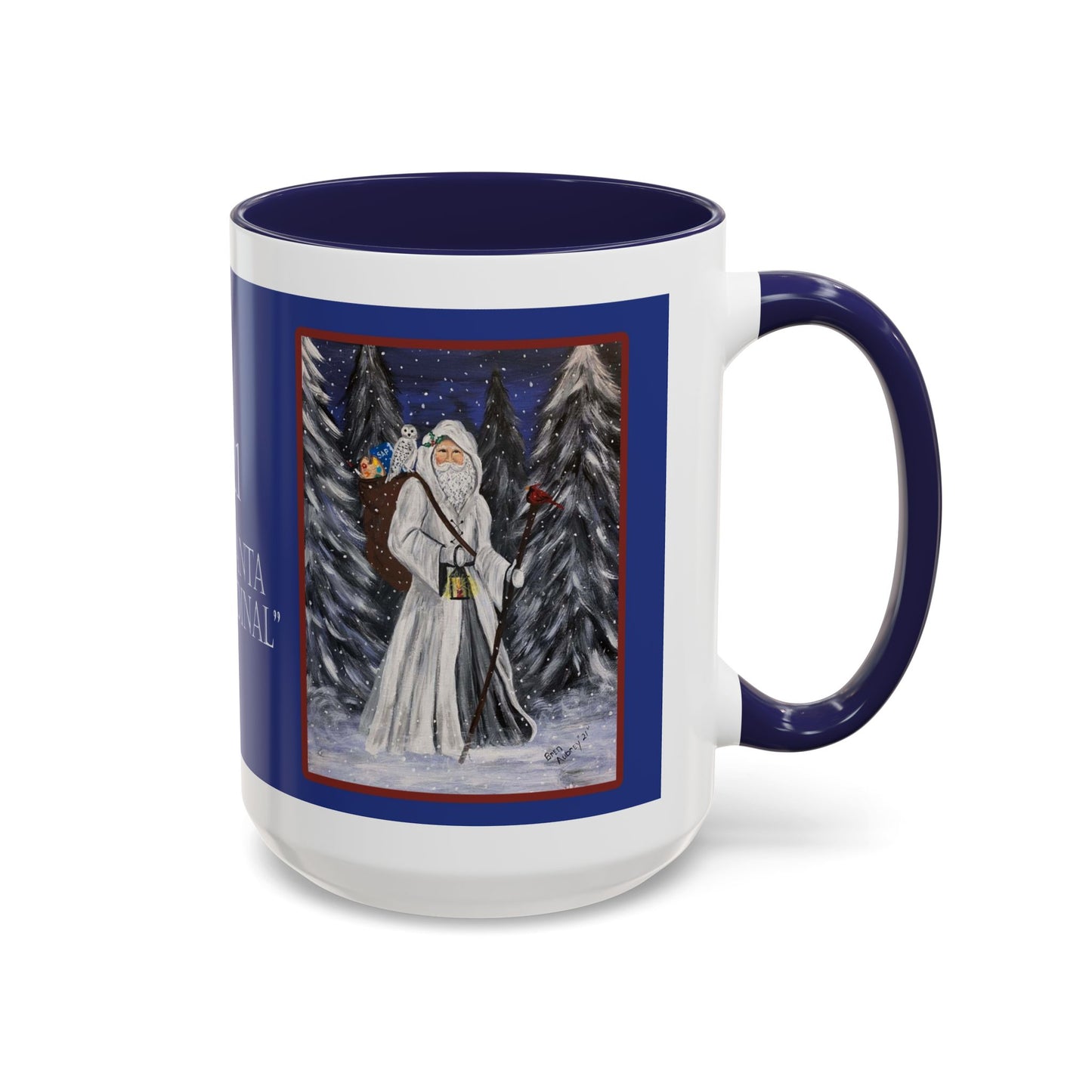 2021 WHITE SANTA WITH CARDINAL (Ceramic Mug)