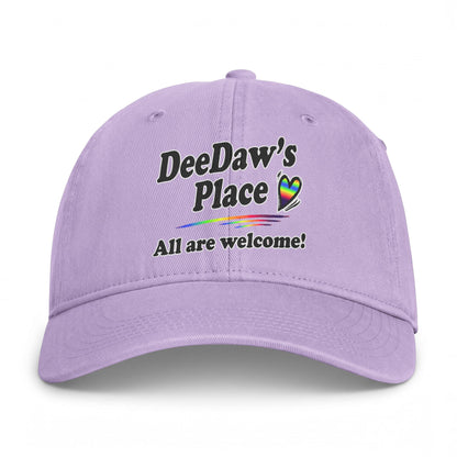 "DeeDaw's Place: All are welcome!" Rainbow Heart Hat