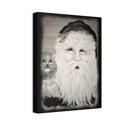 2018 Santa with Kitty Canvas