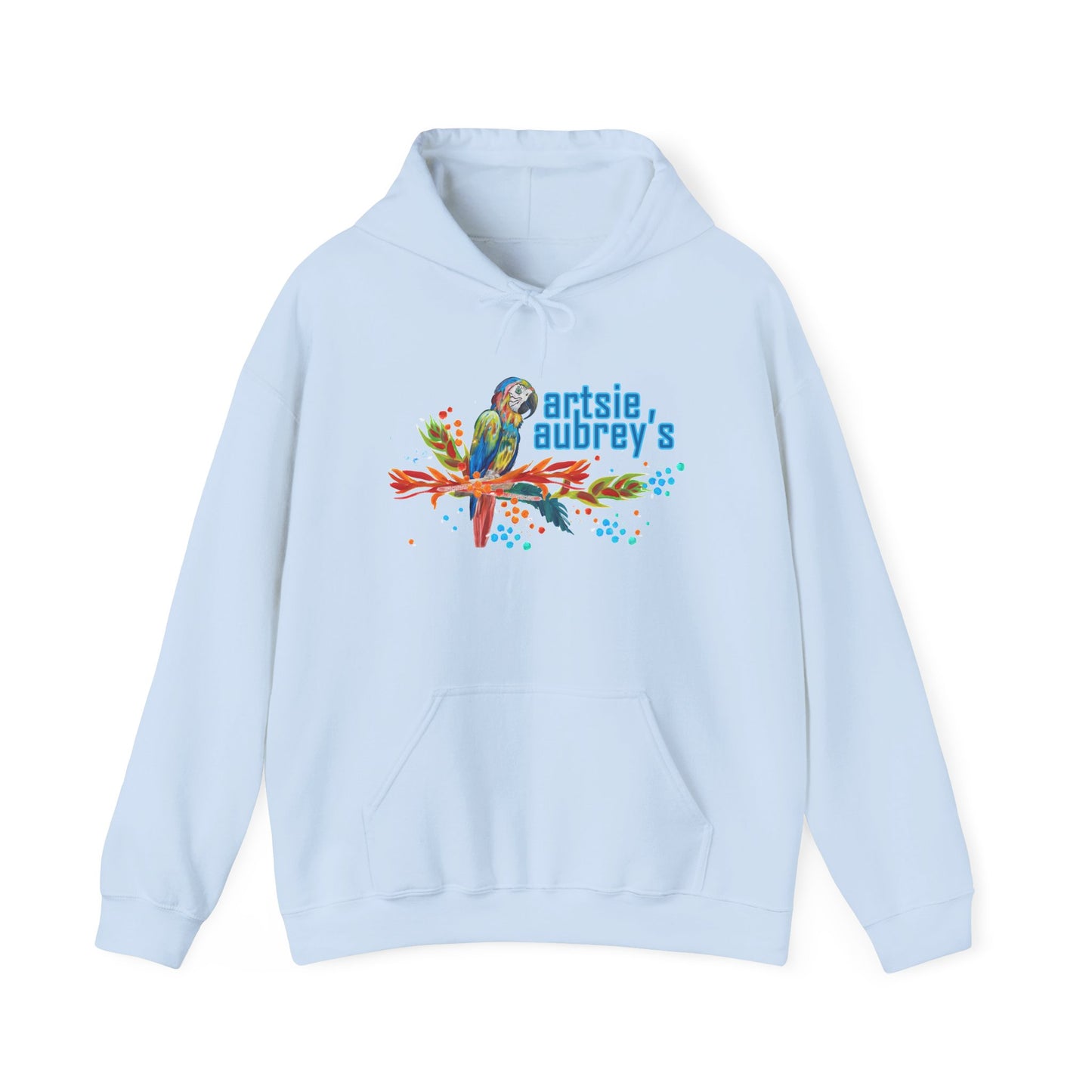 Artsie Aubrey's Colorful Parrot Hoodie – Tropical Bird Art Pullover
