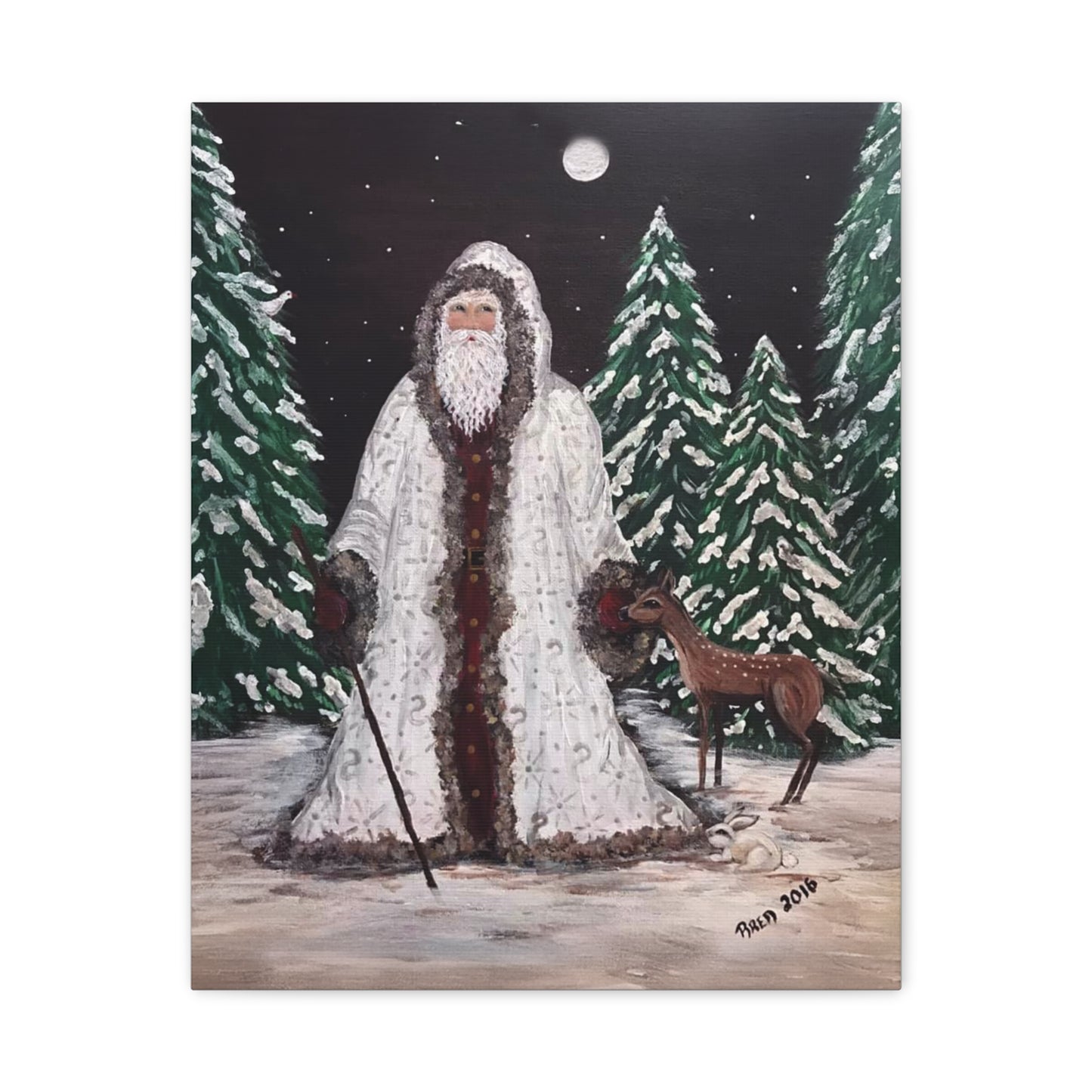 2016 SANTA WITH FAWN (Canvas Print)