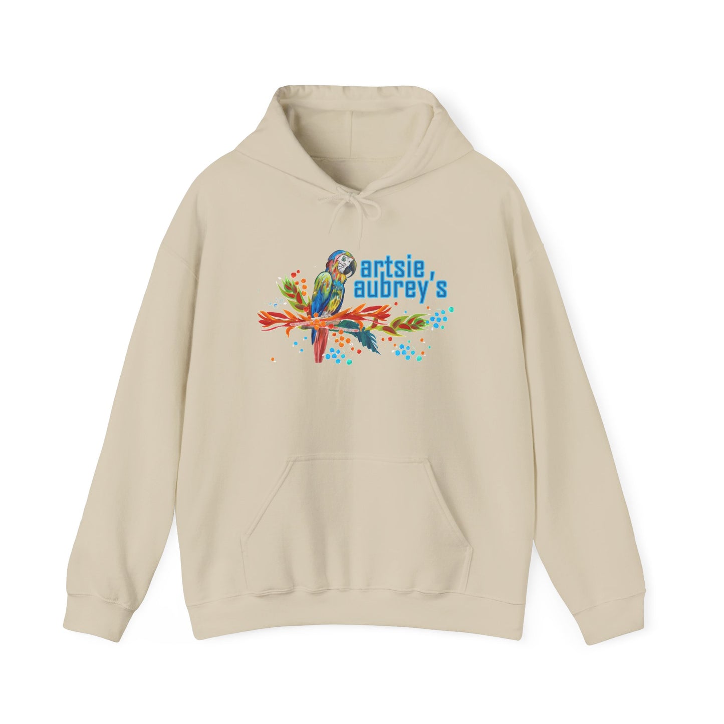 Artsie Aubrey's Colorful Parrot Hoodie – Tropical Bird Art Pullover