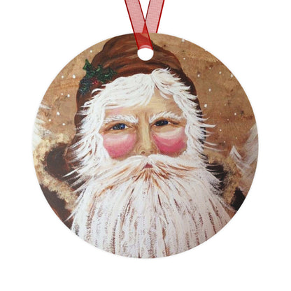 VINTAGE SANTA WITH WHITE PINE (Christmas Ornament)