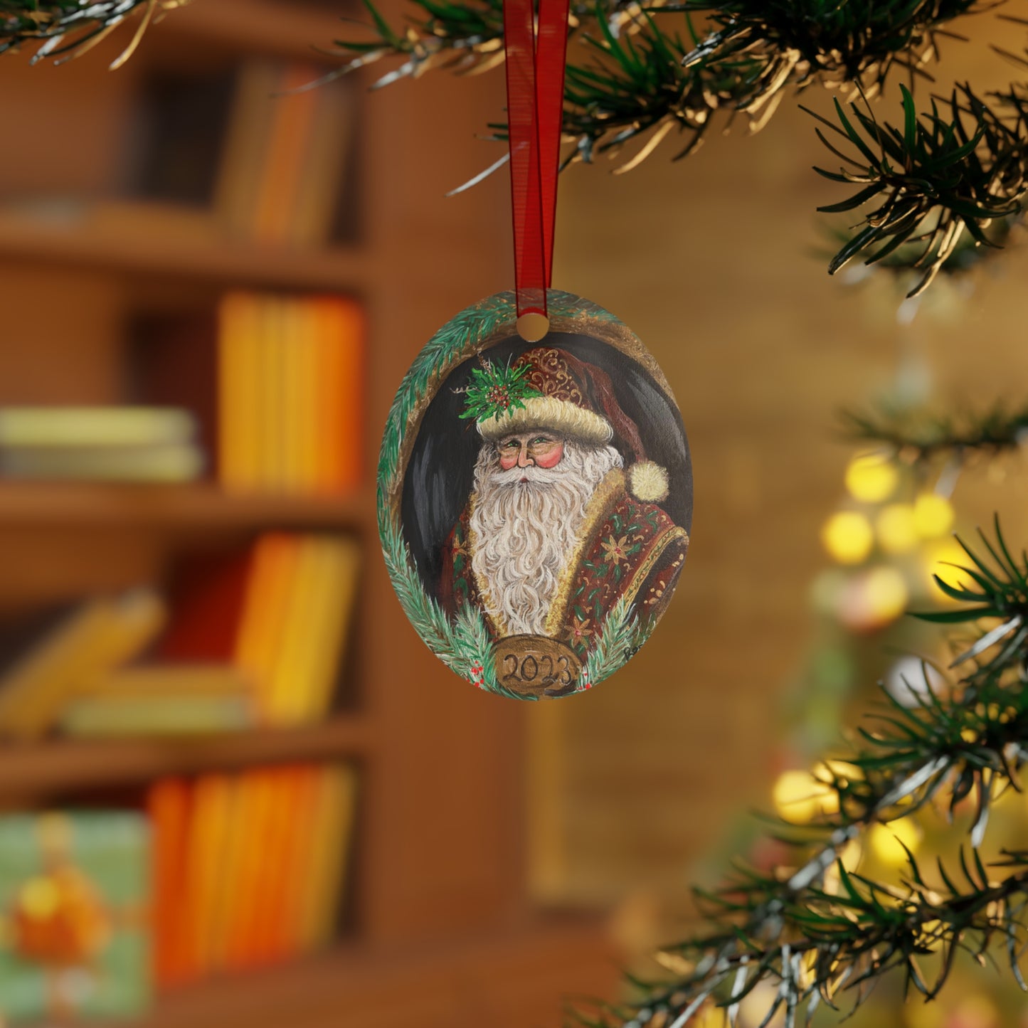 2023 VINTAGE BROWN SANTA (Christmas Ornament)