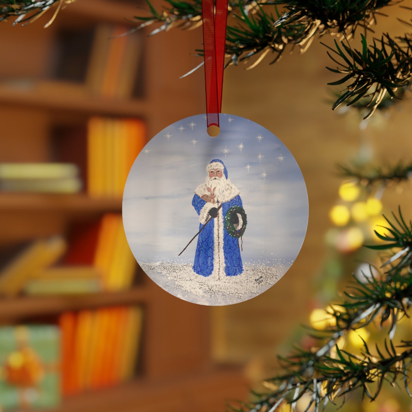 2015 BLUE SANTA (Christmas Ornament)