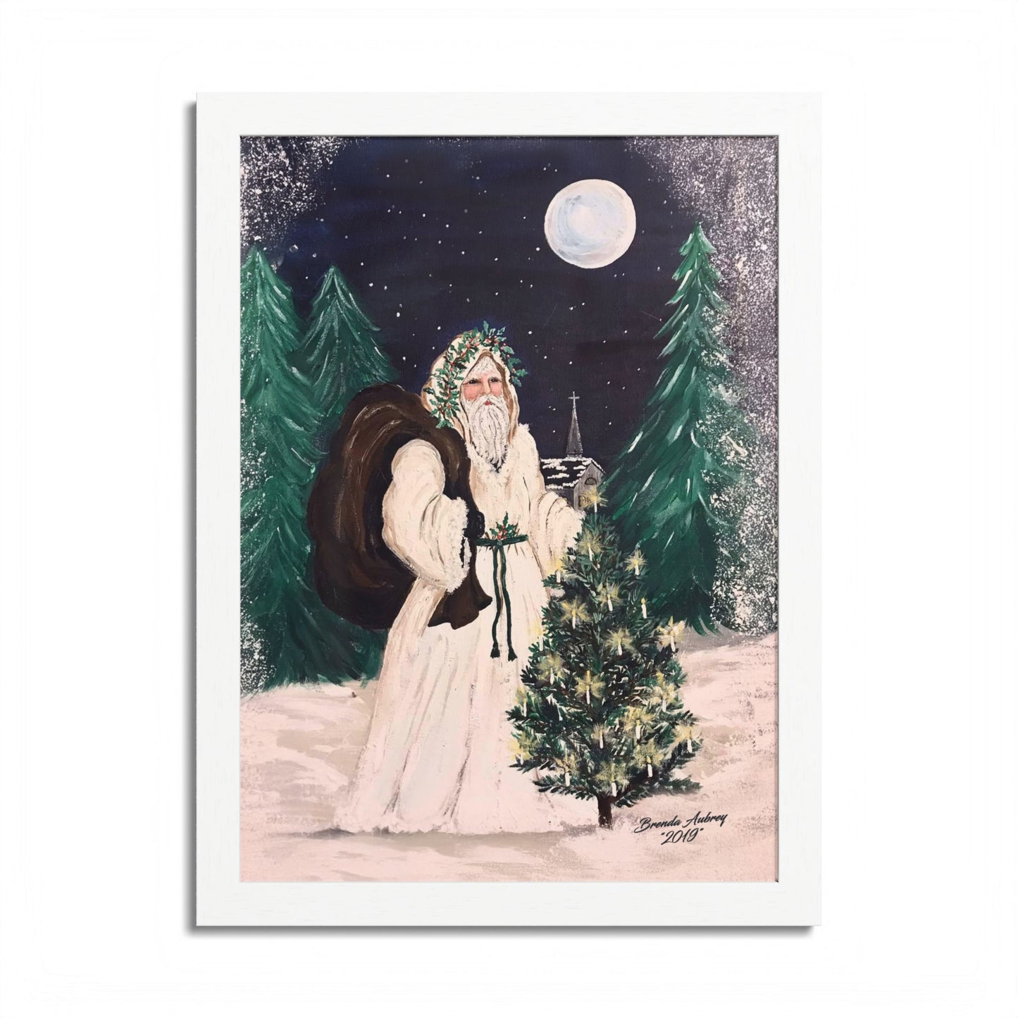 2019 MOONLIGHT SANTA (Framed Print)