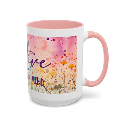 Positive Vibes Coffee Mug, Floral Gift for Friends