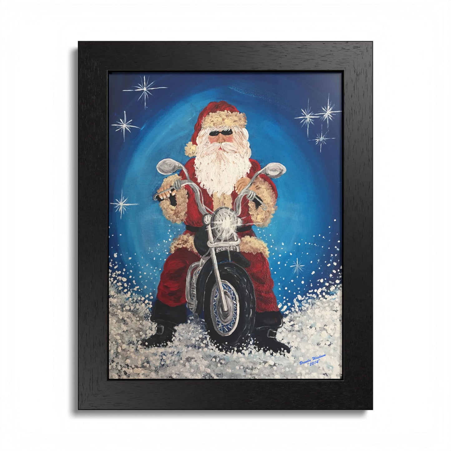 2014 BIKER SANTA (Framed Print)