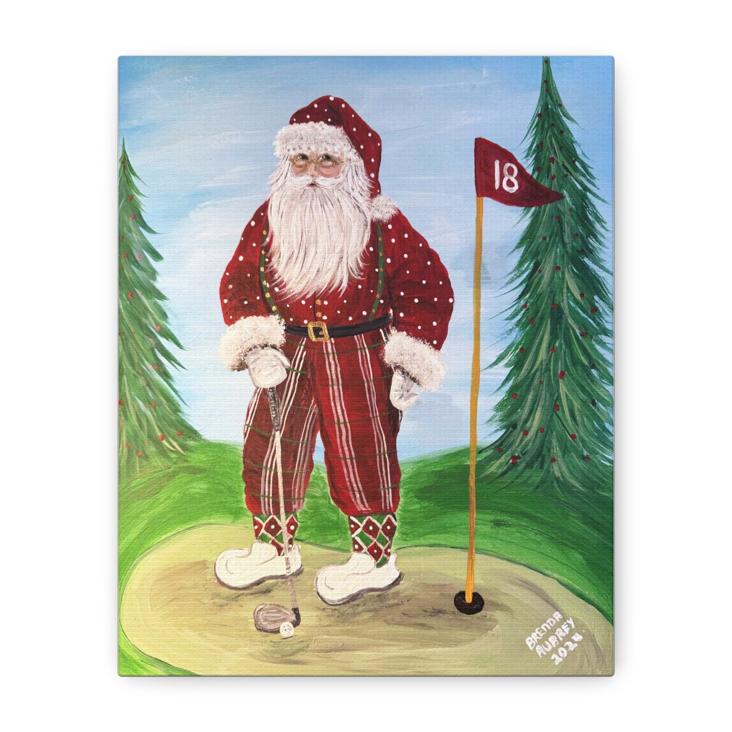 2024 GOLFING SANTA (Canvas Print)