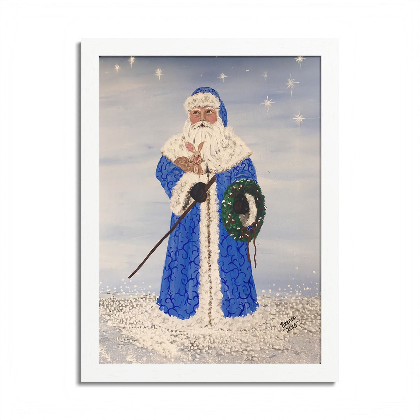 2015 BLUE SANTA (Framed Print)