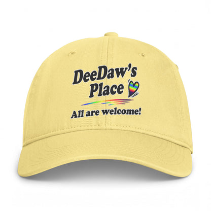 "DeeDaw's Place: All are welcome!" Rainbow Heart Hat