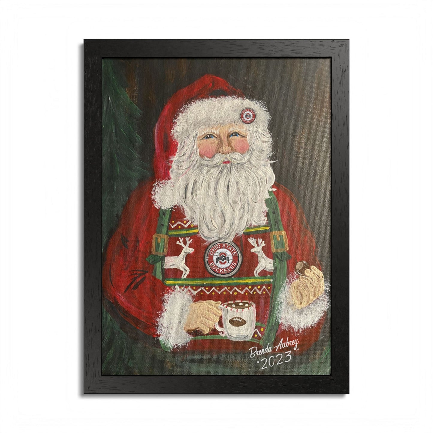 2023 BUCKEYES & SUSPENDERS SANTA (Framed Print)